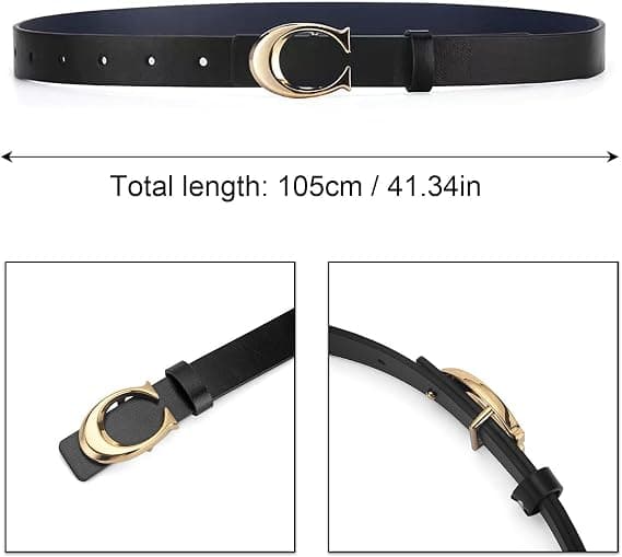 Adjustable Belts for Women, 2-Pack, Brown and Black, Versatile