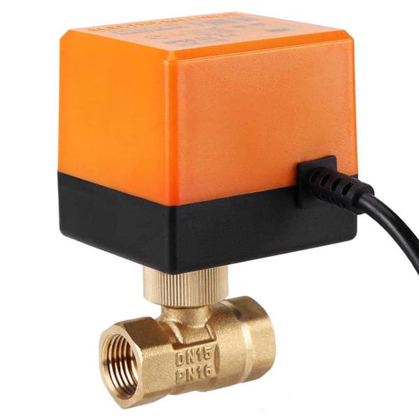 AC 220V Brass Electric Motorized Ball Valve 2-Way 3-Wire 1.6Mpa Thread DN15