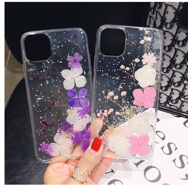 2 stk. passer til iPhone 11, limte tørkede blomster, udødelige blomster, Re