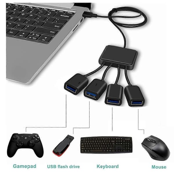 USB-hub 4-ports USB 2.0-adapter USB-splitter 4-ports USB-udvider USB-adapter db