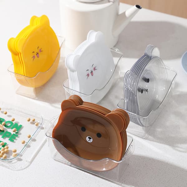 Wharick 2-pack Snacks Plate Plastic Cartoon Bear Shape Sauce Bowl Plates Tableware Kitchen Utensils Yellow Yellow