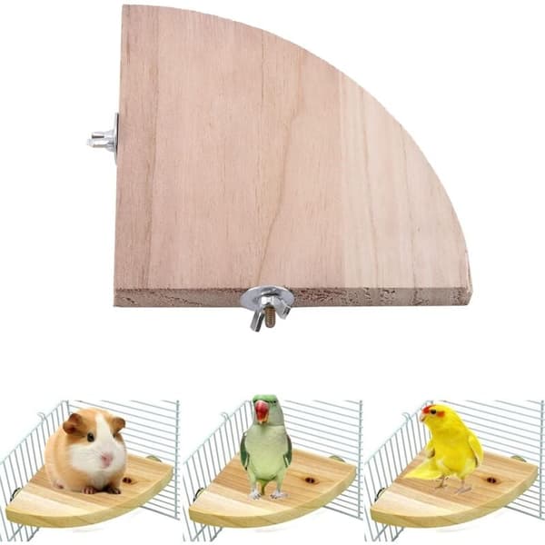 Wooden Fan-Shaped Perch Platform for Birds, Parrots, Hamsters, and Squirrels - Cage Accessories