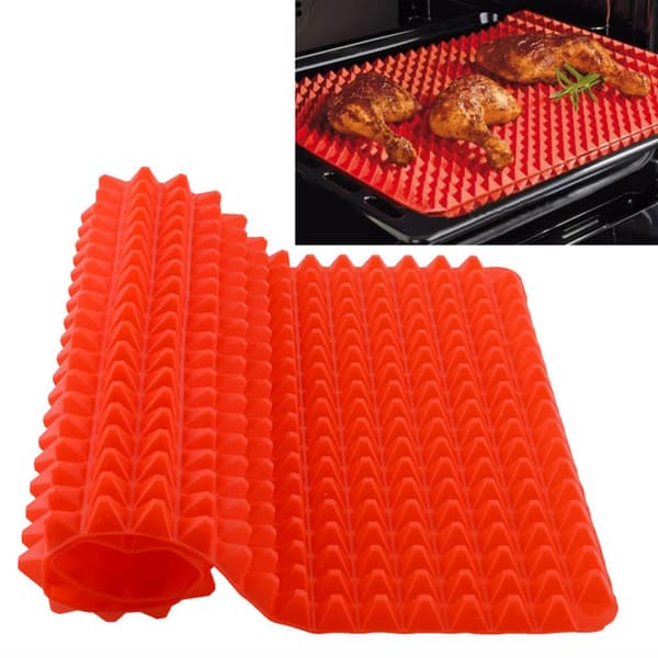 Non-stick silikon ovnsmatte, pyramideformet sunn matlaging. Rød_OF