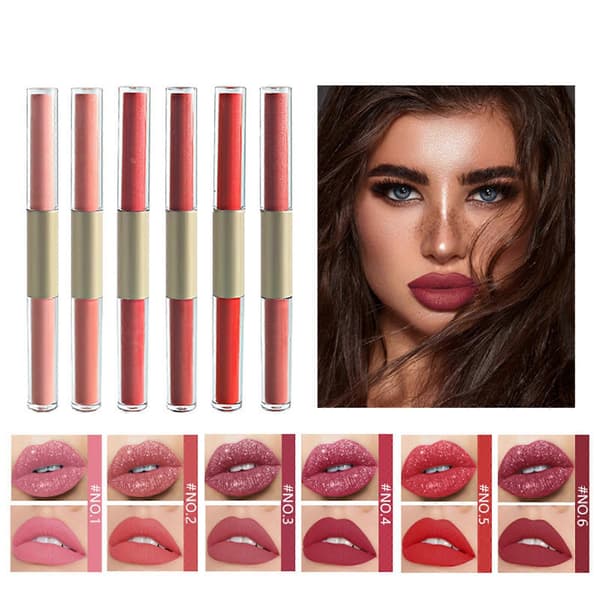 Glitter Liquid Lipstick, Diamond Glitter Metallic Lipstick Waterproof Long Lasting Highly Pigmented Liquid Lipstick B B