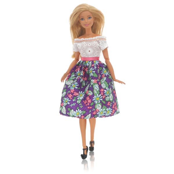 Barbie-modedräkt, 7 dele, 7 dukketilbehør, til børn