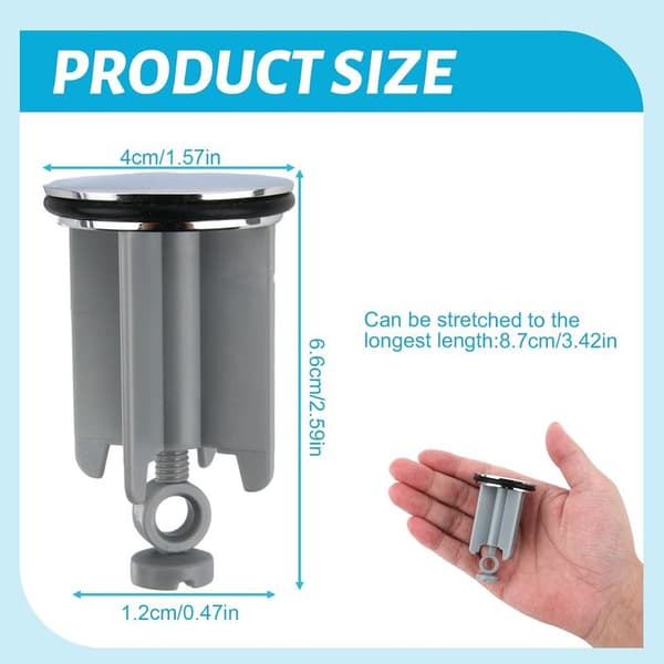 Universal 40 mm sink plug, adjustable drain stopper for sink, kitchen, bidet - height adjustable, waterproof, easy to install, 2 pieces