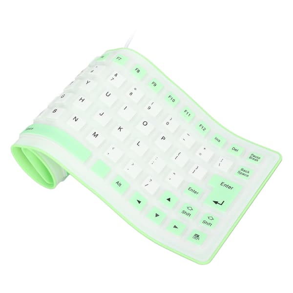 Silicone Keyboard Fully Sealed Design Lightweight Portable Silent Soft Comfortable USB Wired Silicone Keyboard for PC Green