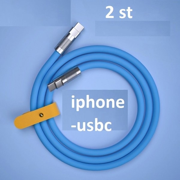 2 st 2m 120W snabb iphone USB-C laddare blå blå blue