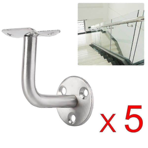 5-pack rostfria handledarstöd väggmonterade ledstångsfästen balustrad trappräckeshållare Cy