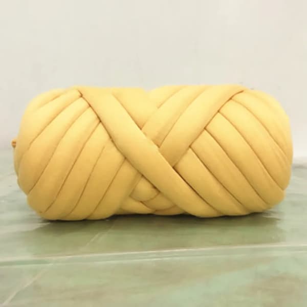 Chunky garn til armstrikning, Chunky strikket tæppe, 500 g, Længde ca. 25 m, Rovinggarn til håndstrikning, hækling (Gul)