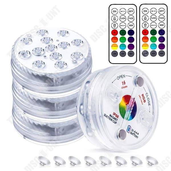 TD Submersible LED Lights 4pcs 16 Colors Waterproof IP68 LED Pool Light with Remote Control Submersible Lamp Pool Light