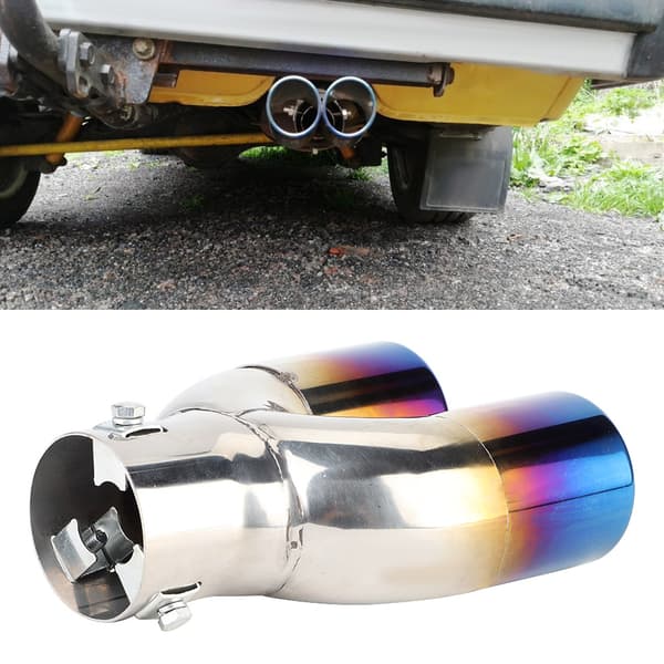 Universal Car Modified Double Exhaust Pipe Rear Muffler Tip End Pipe Stainless Steel Chrome