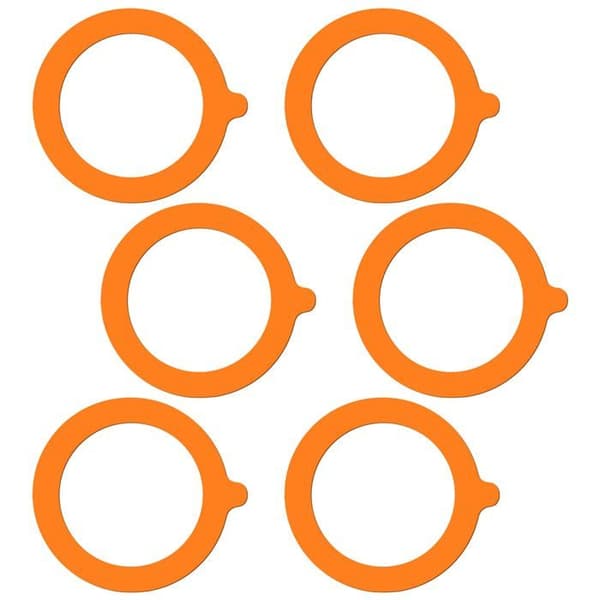 Krukforseglingsringe - 6 stk, silikone, 9,4 cm - Orange - Velegnet til lufttætte glaskrukker