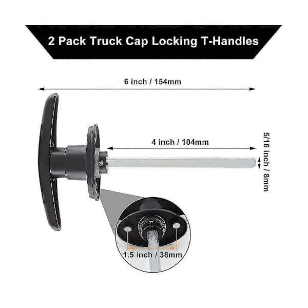 Locking T-Handle for Truck Bed Cover, RV, Awning & Trailer Security Lock, Black