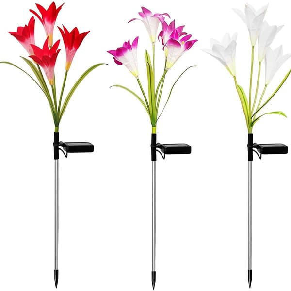 3 stk solcellelamper kunstige liljeblomster solcellelamper utendørs solcellelamper KLB