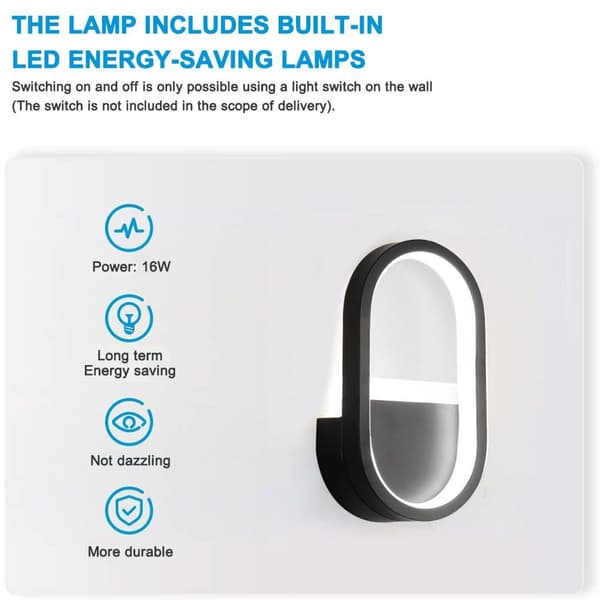 LED mini væglampe dæmpbar indendørsbelysning aluminium sort KLB