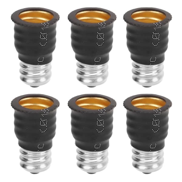 6-pack Svart E12 till E14 Ljuskälla Adapter Konverterare - Bra