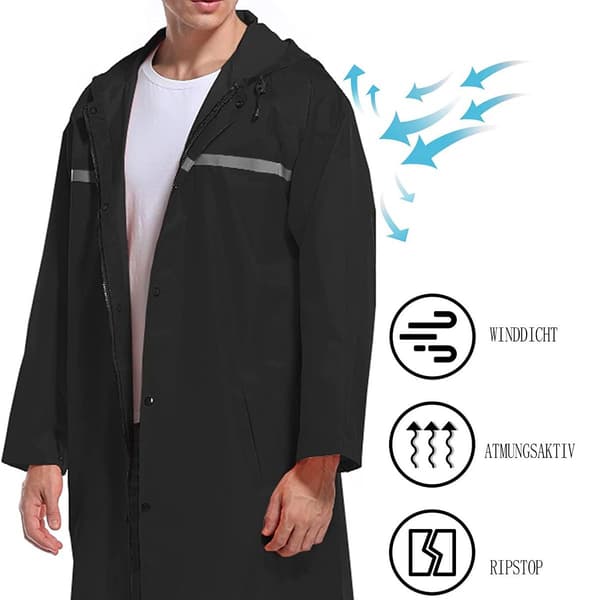 Raincoat Waterproof Rain Jacket Reusable Rainwear KLB