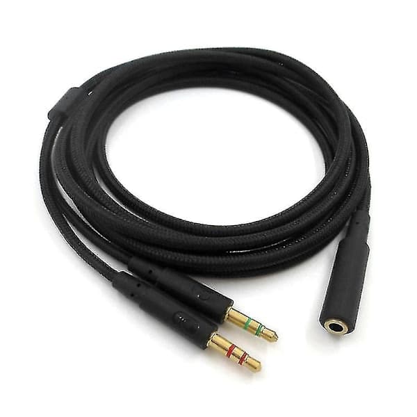 2020 Ny Erstatningskabel 3.5mm Universal 2 i 1 Gaming Headset Lydforlængerkabel til Hyperx Cloud Ii/Alpha/Cloud Flight/Core
