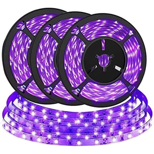 3-pak UV LED Lilla Sort Lysstrimmel, 4,5W 2M USB 5V Drevet