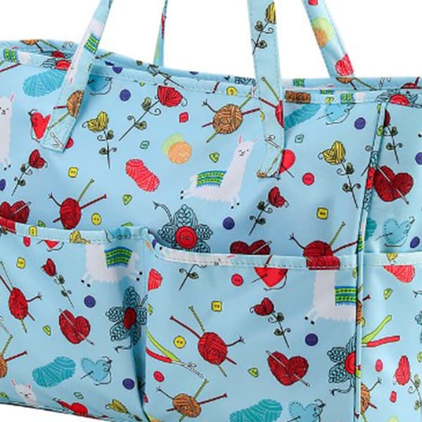 Crochet Hook Bag Waterproof Oxford Cloth Blue Pattern Large Capacity Wool Storage Bag Sewing Tools