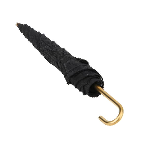 1:12 skala miniatyr svart stoffparaply - 2 stk DIY dukkehusdekorasjonstilbehør