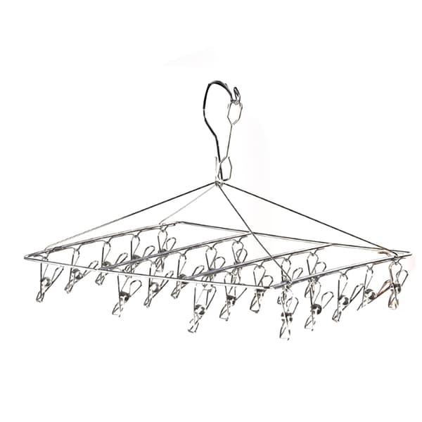 Clothes Drying Hanger Stainless Steel Multi Clip Laundry Drip Drying Rack for Underwear Socks Hat No Loop Square