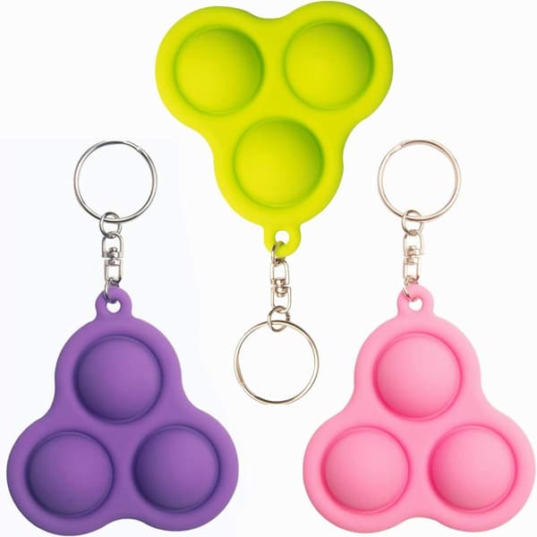 Mini Fidget Simple Dimple Legetøj Mini Nøglering Tidlig Malm Rosa&Grøn&Lilla-3 KLB
