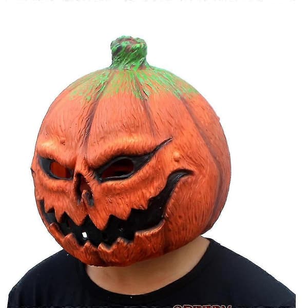 Luksuriøs Halloween Latex Maskerade Rekvisit, Græskarhovedmaske (Græskar)