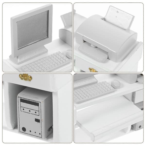 1 sett Mini Kontorleker Lite Hus Datamaskinmodell Miniatyr Kontorpynt for Barns Dukkehus