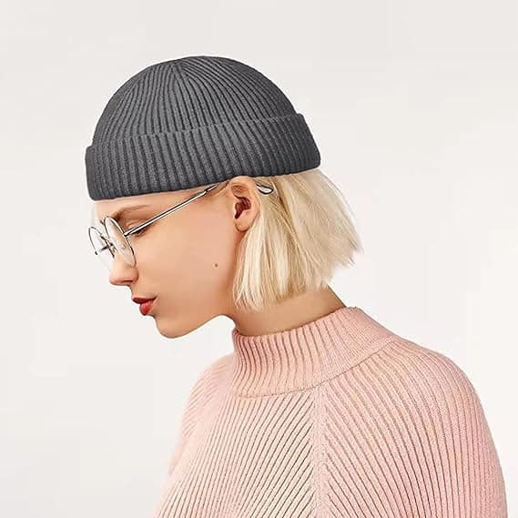 (Grå) Herre, Hat Baseballkasket Trawlerhat Watch Cap Cuffed Skull Ha