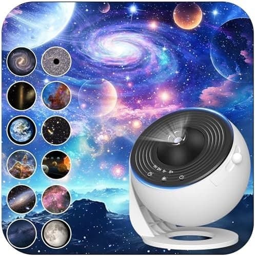 Star Projector with 12 Different Galaxy Patterns White white