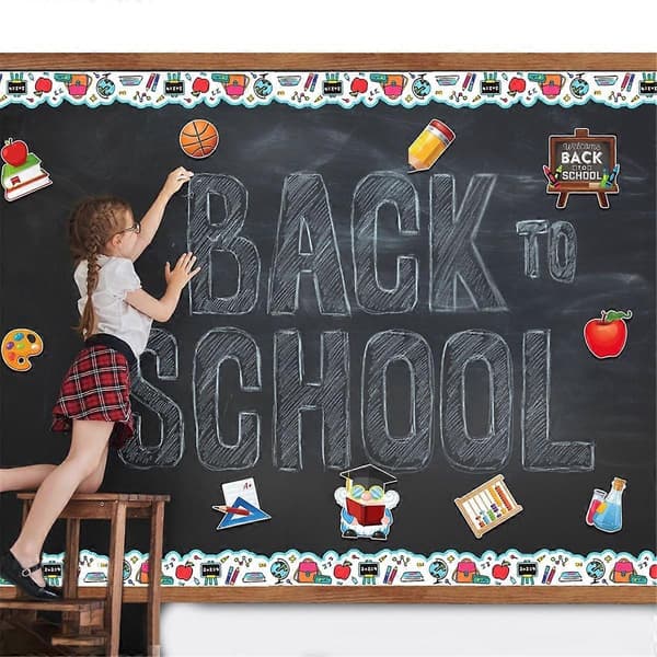 Back to School Bulletin Board Border Self-Adhesive Wavy Edging Sticker 20.7m for School Classroom Decor White