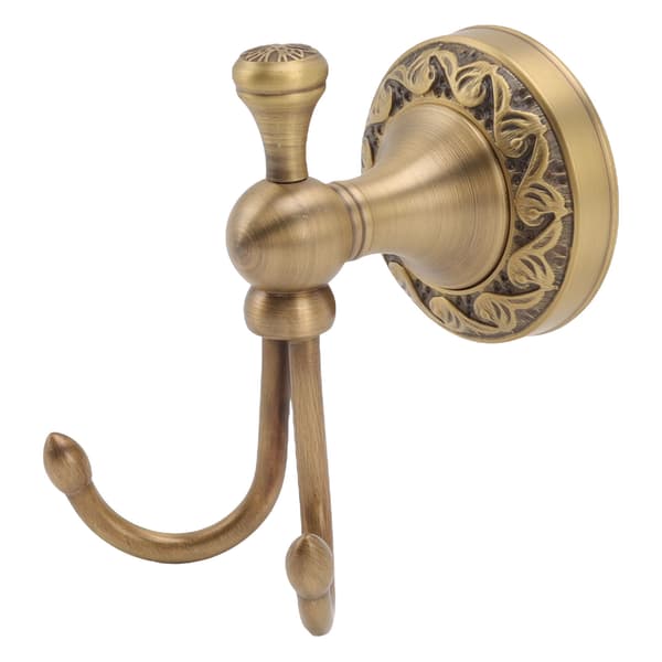 Brass Stainless Steel Retro Delicate Wall Mounted Double Hook Bathroom Hook