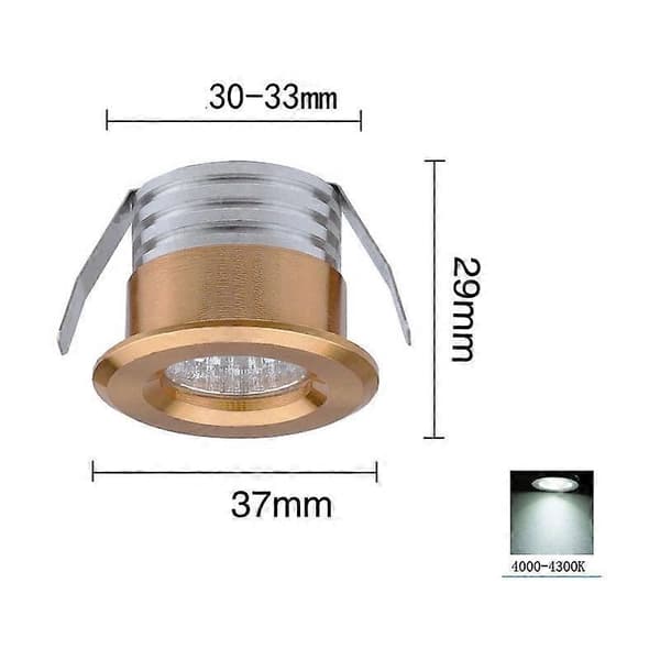【XJ】Mini Indbyggede LED-Spotlights, 3W, Neutralt Lys, 4-pak