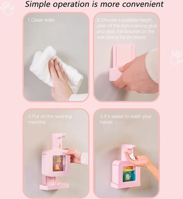 Automatic Hand Soap Dispenser Sensor Soap Dispenser Foaming Touchless Soft Warm Lighting Cartoon Pe...
