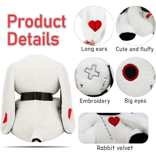 Gothic Rabbit Plush Bunny Toy Horror Plush Toy Scary Spooky Easter Bunny Crazy Plush Toy