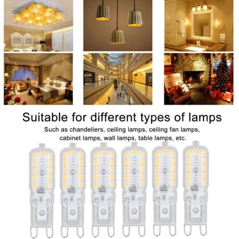 G9 LED Dimmable Warm White LED Bulb G9 5W Halogen Bulb G9 LED Bulb 360° Wide Beam Angle 22 2835 SMD, 6 pcs