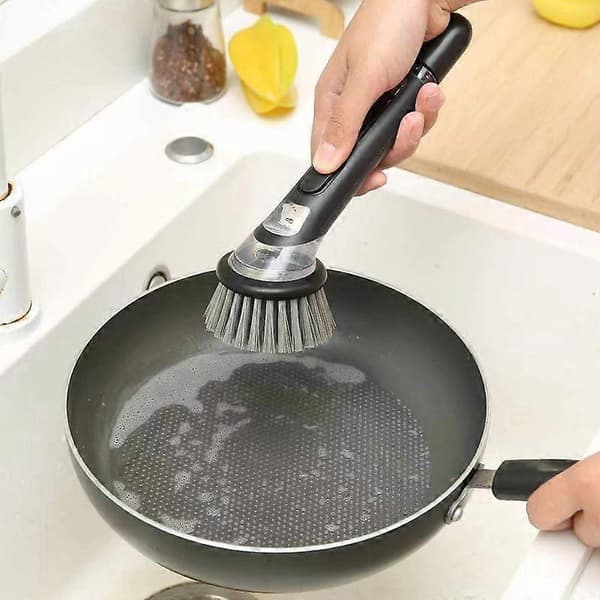 Long Handle Pot Brush, Pot Brush with Dispenser, Dish Brush Kitchen Brush