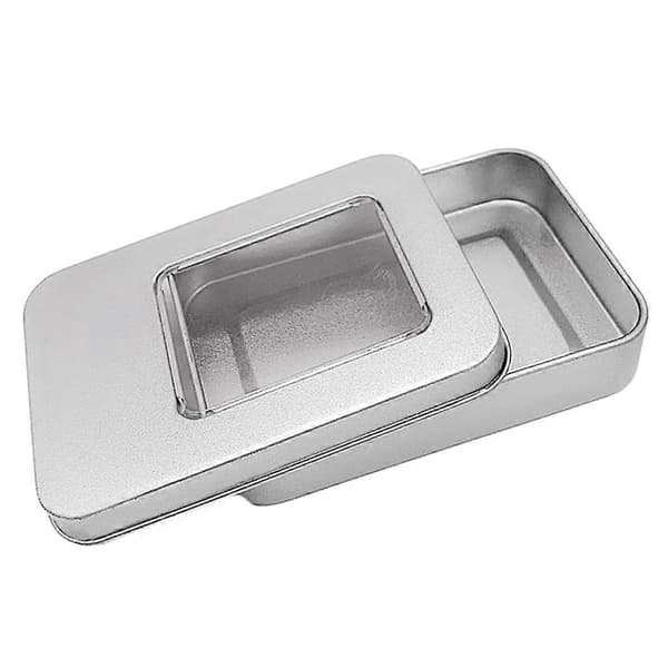 Rectangular Coin Holder Box Small Metal Silver Color Jewelry Key Storage Box B B
