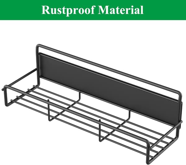 4-pack Magnetic Spice Rack Organizer for Refrigerator and Microwave, Metal Refrigerator Shelf for Kitchen, Black
