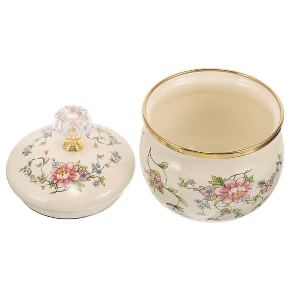 Enamel Storage Jar for Kitchen, Snacks, Versatile Candy, Cookie, and Spice Jar, Floral Jar