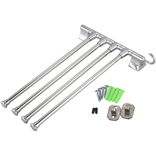 Kitchen Towel Holder 4 Arms Wall Mounted, Stainless Steel