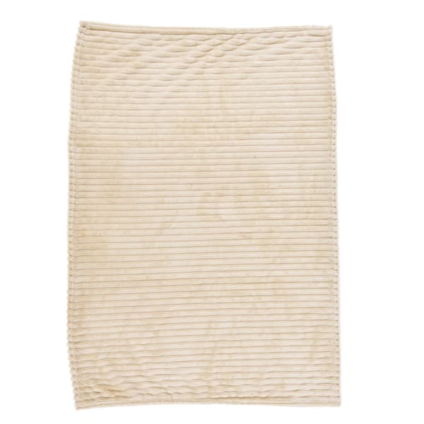 Flannel Blanket Plush Fluffy Lightweight Breathable Fine Craftsmanship Stylish Simple Soft Blanket Beige