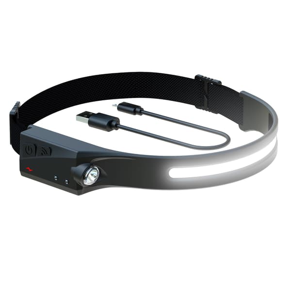 1-pack Svart LED Uppladdningsbar Pannlampa, Allriktad Sensor