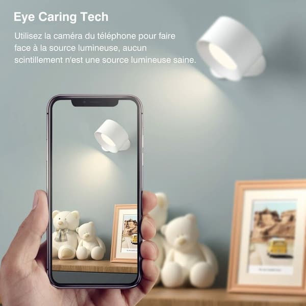 USB Wall Lamp with Touch and 360° Rotation, 3 Brightness Levels 3 Color Temperatures, Compatible with NPTERBL, Bedside Lamp