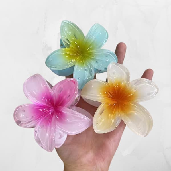 Hårklemme Blomst Stor - Luksuriøst Hårspænde - Bryllup - Hawaii - Sæt med 3