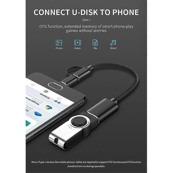 2-i-1 USB 3.0 OTG Adapterkabel Type-C - USB til USB 3.0 Interfacekonverter til Opladning af Mobiltelefon