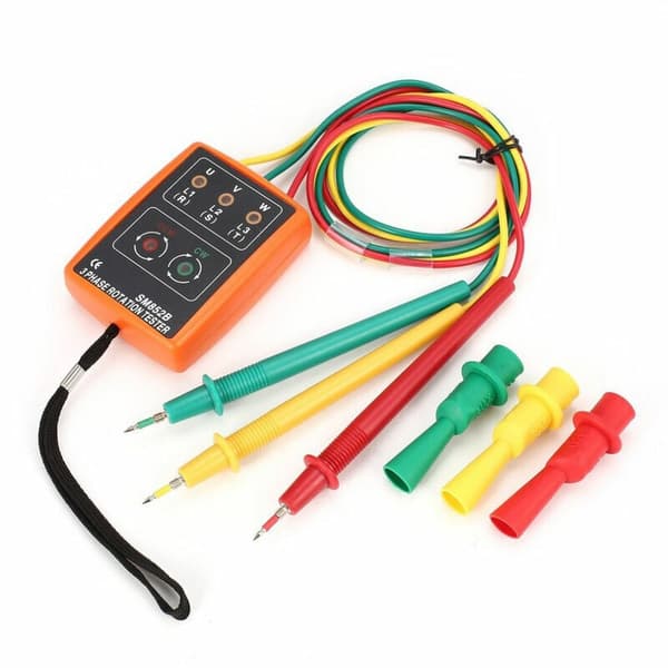 SM852B 3-Phase Rotation Tester with LED Display, Buzzer Alarm, Digital Phase Detector for Electrical Testing