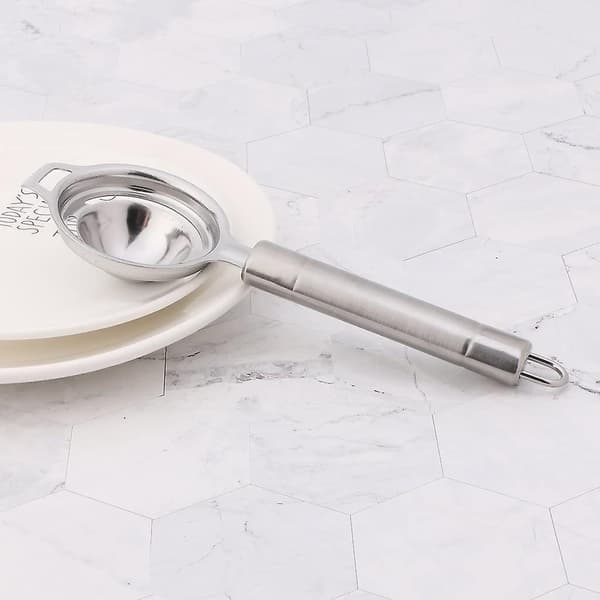 Stainless Steel Egg Separator, Egg White Yolk Separator, Kitchen Utensil, Bottom Leakage Design, 21.3 x 6.5 cm
